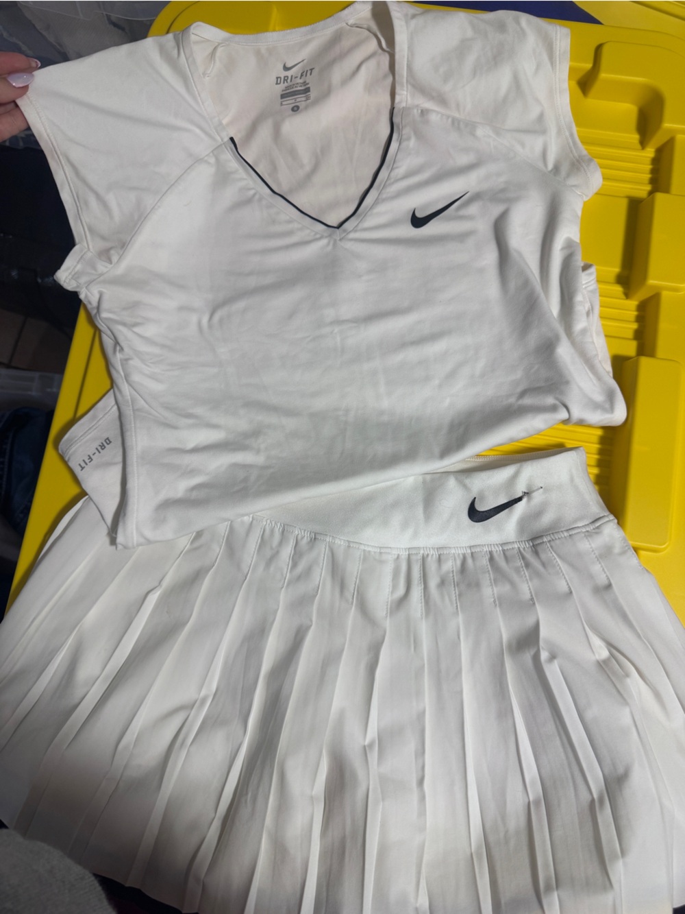 Nike White Dri-FIT Tee with Black Swoosh